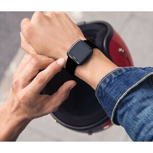 Fitbit Versa Smart Watch - Rectangular Case Shape - 24.07 mm Case Height - 24.07 mm Case Width - Black, Black Aluminium Bo