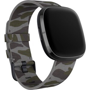 Fitbit Adjustable Smartwatch Band - Small (S) - Buckle Attachment - Camo - Woven, REPREVE, Plastic, Aluminium