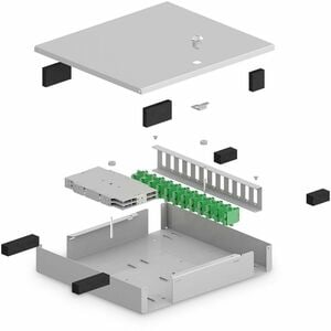 Digitus Mounting Box for Fiber Optic Coupler, Fiber Optic Cassette, Splice Cassette - Grey - Sheet Steel, Cold Rolled Stee