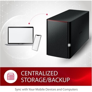 BUFFALO LinkStation SoHo 220 2-Bay Personal Cloud Office NAS 12TB (2x6TB) with Hard Drives Included - 2 x HDD Installed - 