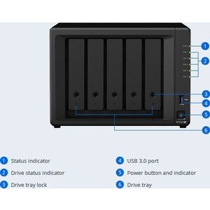 Synology DiskStation DS1520+ 5 x Total Bays SAN/NAS Storage System - Intel Celeron Quad-core (4 Core) 2.70 GHz - 8 GB RAM 