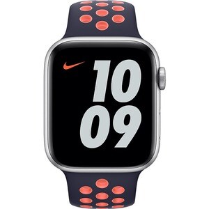 Apple 44mm Blue Black/Bright Mango Nike Sport Band - Regular - Adjustable - Regular - Pin-and-tuck Attachment - Blue Black