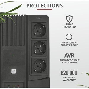 Trust Maxxon Standby UPS - 800 VA - Wall/Desktop/Floor Mountable - AVR - 8 Hour Recharge - 230 V AC Input - 230 V AC Outpu