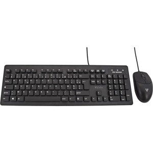 V7 CKU700FR Keyboard & Mouse - AZERTY - French - USB Cable Keyboard - Keyboard/Keypad Color: Black - USB Cable Mouse - Opt