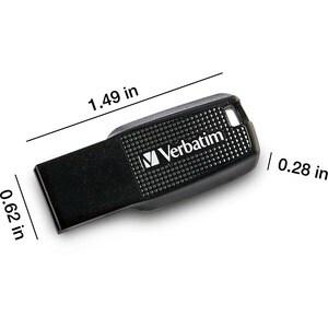 Verbatim 64GB Ergo USB Flash Drive - Black - The Verbatim Ergo USB drive features an ergonomic design for in-hand comfort 