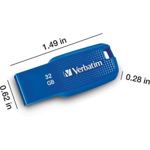 Verbatim 32GB Ergo USB 3.0 Flash Drive - Blue - The Verbatim Ergo USB drive features an ergonomic design for in-hand comfo