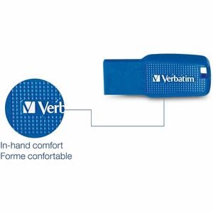 Verbatim 64GB Ergo USB 3.0 Flash Drive - Blue - The Verbatim Ergo USB drive features an ergonomic design for in-hand comfo