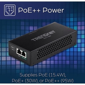 TRENDnet Gigabit PoE++ Injector, Convert A Non-PoE Port to A PoE++ Gigabit Port, PoE (15.4W), PoE+ (30W), Or PoE++ (95W), 