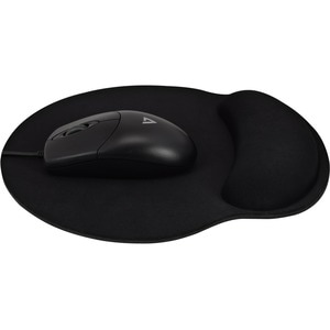 V7 MP03BLK Mouse Pad - V7 MP03BLK Memory Foam Mouse Pad with Wrist Rest - Black - 9 x 8 in Dimension - Ergonomic - Wrist S