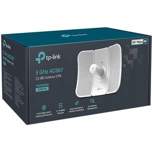 TP-Link CPE710 IEEE 802.11a/n/ac 867 Mbit/s Wireless Bridge - 5 GHz - MIMO Technology - 1 x Network (RJ-45) - Gigabit Ethe