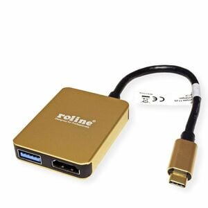 Roline USB-Typ C Docking Station für Desktop-PC, Notebook, TV, Monitor, Projektor, Tastatur, Maus, Solid State-Laufwerk, F