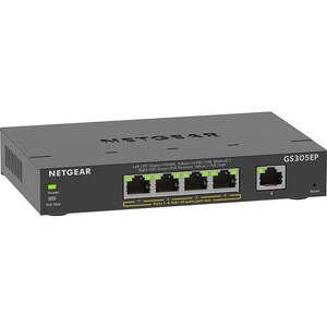 Netgear GS300 GS305EP 5 Ports Manageable Ethernet Switch - 3 Layer Supported - Twisted Pair - PoE Ports - Wall Mountable, 