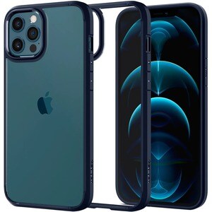 Spigen Ultra Hybrid Case for Apple iPhone 12, iPhone 12 Pro Smartphone - Navy Blue, Crystal Clear - Polycarbonate, Thermop
