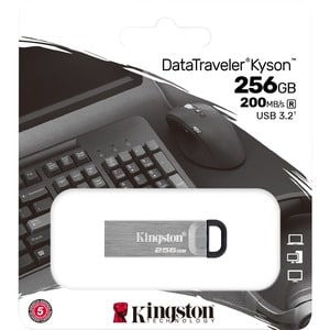 Kingston DataTraveler Kyson 256GB USB 3.2 (Gen 1) Type A Flash Drive - 256 GB - USB 3.2 (Gen 1) Type A - 200 MB/s Read Spe