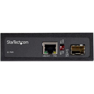 StarTech.com Convertisseur Fibre RJ45 PoE+ Industriel 60W - Gigabit SFP Fibre Optique Mono/Multimode vers Cuivre - Mini Bo