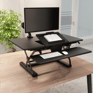 SIT STAND 36IN DESK WORKSTATION LAPTOP RISER HT ADJUST 5-17IN