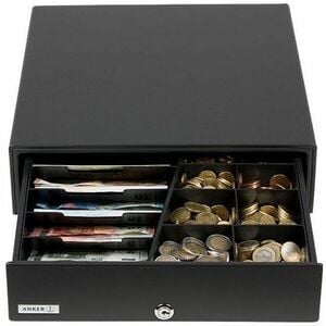 ANKER MDX13E Kassenlade - EUR 5 Banknotenfächer - 8 Münzfächer - 3 Schließmodi, Druckerschnittstelle - Metall - Anthrazit 