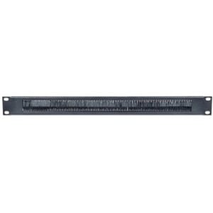Intellinet 19" Cable Entry Panel, 1U, with Brush Insert, Black - Cable Panel - 1U Rack Height x 19˘ Panel Width - Steel