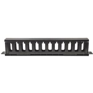 19" Cable Management Panel, 19" Rackmount Cable Manager, 1U, with Cover, Black - Cable Management Panel - 1U Rack Height x