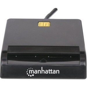 Manhattan USB-A Contact Smart Card Reader, 12 Mbps, Friction type compatible, External, Windows or Mac, Cable 105cm, Black