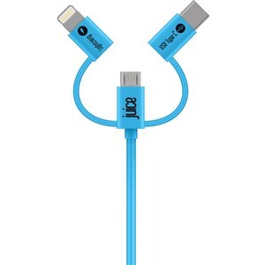 JUICE 1 m Lightning/Micro-USB/USB-C Data Transfer Cable - First End: Lightning, USB Type C - Second End: Micro USB