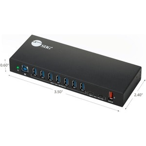 SIIG 10 Port Industrial USB 3.1 Gen 1 Hub with Dual USB-C & 65W Charging - 5Gbps Data Transfer Rates , Wall & DIN Rail Mou