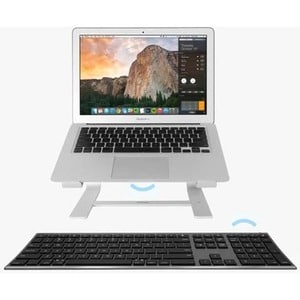 Macally Rechargeable Space Gray Quick Switch Bluetooth Keyboard For Three Devices - Wireless Connectivity - Bluetooth - 11