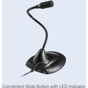 Adesso M1 Wired Condenser Microphone for Meeting Room, Conferencing - 6 ft - 20 Hz to 20 kHz - 680 Ohm -38 dB - Omni-direc
