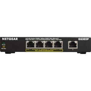 Conmutador Ethernet Netgear GS300 GS305P 5 - 2 Capa compatible - 67,50 W Power Consumption - 63 W Budget PoE - Par trenzad