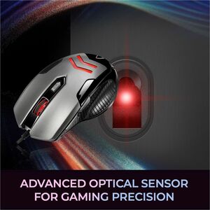 Adesso iMouse X1 Gaming Mouse - USB - Optical - 6 Button(s) - Black, Grey - Cable - 3200 dpi - Scroll Wheel - Right-handed