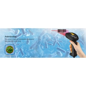 Adesso NuScan 2400U Industrial, Warehouse, Hospitality Handheld Barcode Scanner - Cable Connectivity - Yellow - 200 scan/s