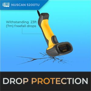Adesso NuScan 5200TU Industrial, Healthcare, Logistics Handheld Barcode Scanner - Cable Connectivity - Yellow - 304.80 mm 