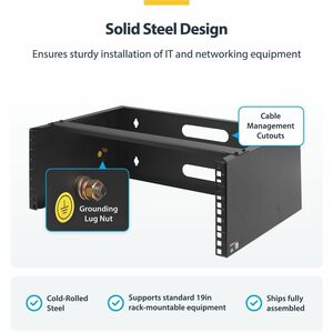StarTech.com 4U Wall Mount Rack, 14in Deep, 19 inch Wall Mount Network Rack, Wall Mounting Patch Panel Bracket for Switch/