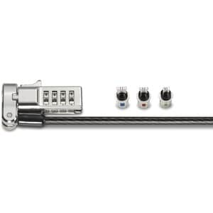 Kensington Universal 3-in-1 Combination Laptop Lock - 5.91 ft Cable - Resettable - Combination Lock - Carbon Steel, Plasti