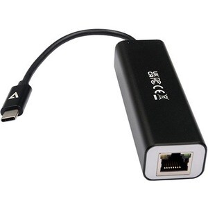 V7 Gigabit Ethernet Adapter USB-C Male to USB A Female x 3, RJ45 Black - USB 3.2 (Gen 1) Type C - External - 3 USB Port(s)