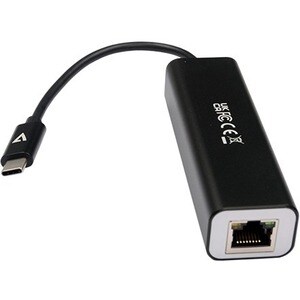 V7 V7UCRJ45USB3 USB/Ethernet Combo Hub - USB 3.2 (Gen 1) Type C - 1024 MB/s - External - Black - 3 Total USB Port(s) - 3 U