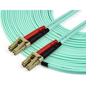 StarTech.com 15m (50ft) LC/UPC to LC/UPC OM3 Multimode Fiber Optic Cable, Full Duplex Zipcord Fiber, 100Gbps, LOMMF, LSZH 