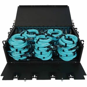 Eaton Tripp Lite Series Preloaded Fiber Patch Panel, 3U - 64x (12F MTP/MPO-PC to 4x LC Duplex F/F) 8F Trunk Cables, OM4 Mu