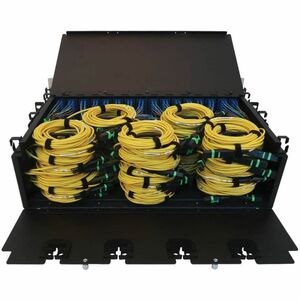 Eaton Tripp Lite Series Preloaded Fiber Patch Panel, 3U - 64x (12F MTP/MPO-APC to 4x LC Duplex F/F) 8F Trunk Cables, OS2 S