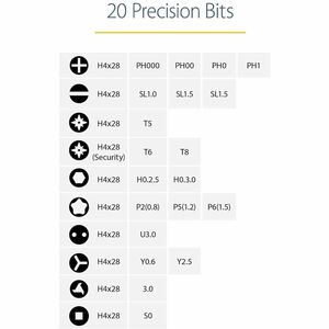 StarTech.com 20-Bit Electric Precision Screwdriver Set, Cordless/Battery Powered, Magnetic Bit Driver Kit for Laptop/Compu