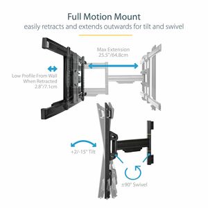 StarTech.com TV Wall Mount for up to 80" VESA Mount Displays - Low Profile Full Motion TV Mount - Heavy Duty Adjustable Ar