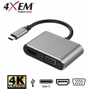 4XEM's 4-in-1 HDMI, VGA, Power Delivery USB-C Dock - 4XEM's 4-in-1 HDMI, VGA, Power Delivery USB-C Dock