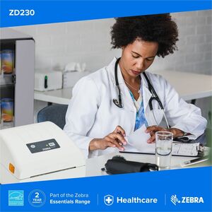 Zebra ZD230 Desktop Direktthermodrucker - Monochrom - Etikettendruck - Ethernet - USB - EU, UK - 203 dpi Druckauflösung