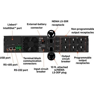 Vertiv Liebert GXT5 3000VA/3000W 120V Online Double Conversion UPS - Double Conversion |2U | Color/Graphic LCD| 3-Year War