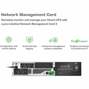APC Smart-UPS, Line Interactive, 1000VA, Lithium-ion, Rackmount 2U, 120V, 6x NEMA 5-15R outlets, SmartConnect Port+Network