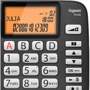 Gigaset DL580 Standard Phone - Black - Speakerphone - Hearing Aid Compatible