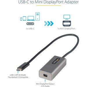 StarTech.com USB C to Mini DisplayPort Adapter, 4K 60Hz USB-C to mDP Adapter Dongle, USB Type-C to Mini DP Video Converter