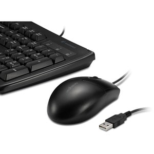 Kensington Pro Fit Washable Wired Desktop Set - USB Cable Keyboard - 104 Key - USB Cable Mouse - Optical - 1600 dpi - 3 Bu