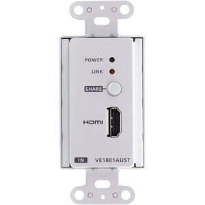 ATEN HDMI HDBaseT-Lite Transmitter with US Wall Plate / PoH - 1 Input Device - 229.66 ft Range - 1 x Network (RJ-45) - 1 x