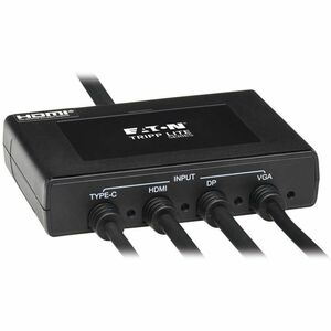 Eaton Tripp Lite Series 4-Port Presentation Adapter, 4K 60 Hz (4:4:4) HDMI, DP, USB-C and 1080p VGA to HDMI, Built-In Cabl